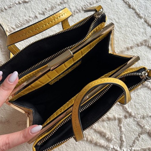 Zara yellow mini croco bag with detachable strap like new