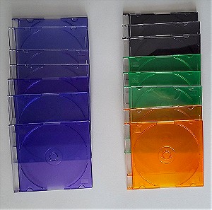 15 πλαστικές θήκες CD Slim χρωματιστές