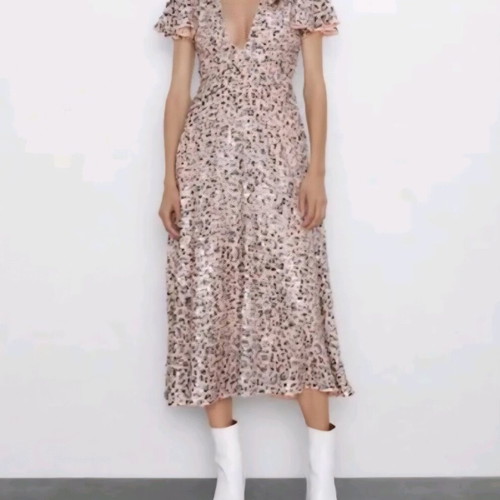 Coctail Zara dress with sequins like new, black and beige