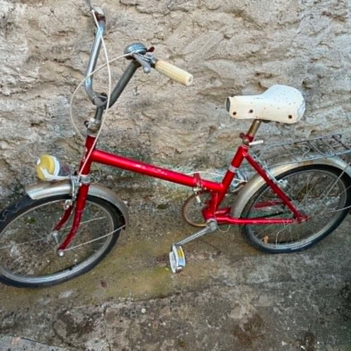 Vintage folding bicycle used, red, women's