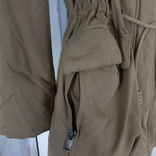 Pull & Bear parka jacket, beige, warm, removable hood, size L