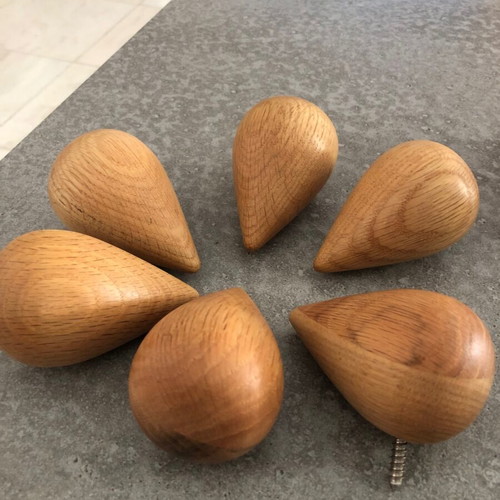 Wooden wall hooks pack of 6 used, teardrop shape