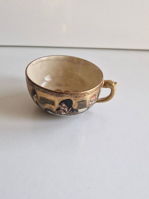 Satsuma collectible cup used with Japanese figures
