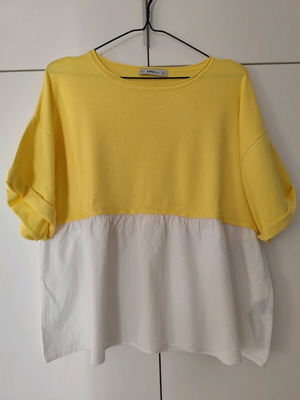 Zara knit blouse like new, white and yellow, size S