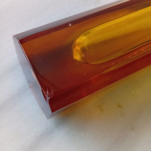 Murano vase used, faceted 18 cm