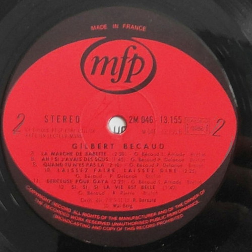 Gilbert Bécaud La Chanson Pour Roseline vinyl LP, pop ballad