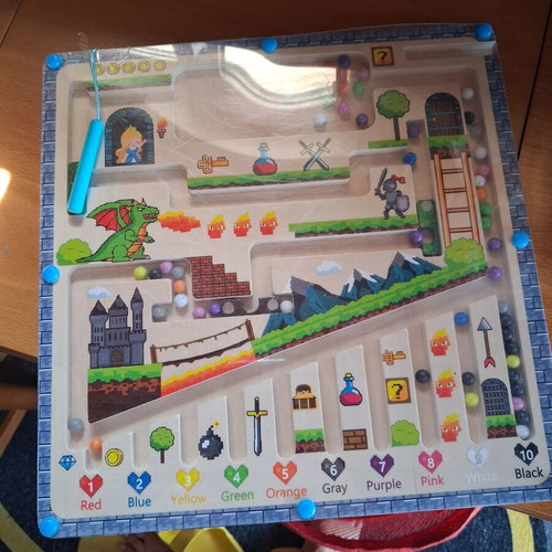 Wooden magnetic labyrinth castle game like new, Montessori skill toy