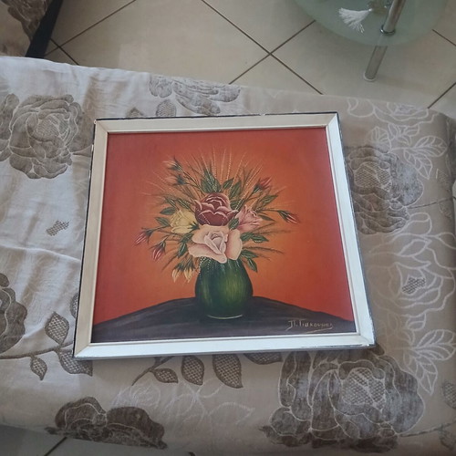 Vintage painting 40x40 signed P. Giakoumis used
