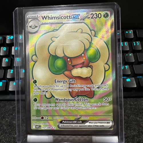 Whimsicott ex full art card new White Flare set 157/86