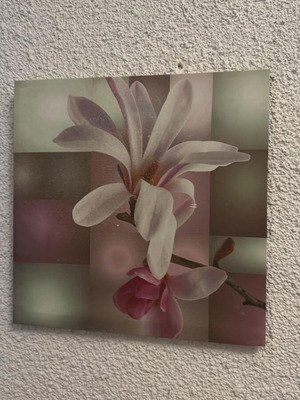 Καδράκι flower print σαν καινούργιο, άνθη μανόλιας σε γεωμετρικό φόντο