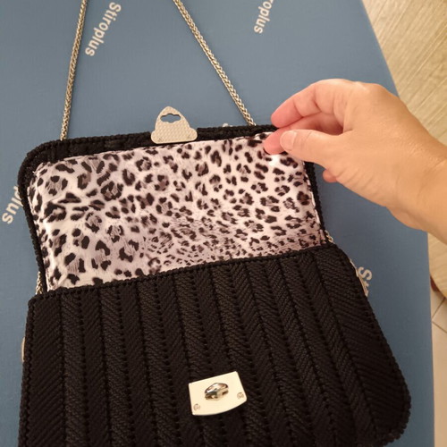 Handmade knitted shoulder bag black new