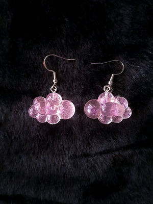 Pink cloud earrings new, stainless steel hooks