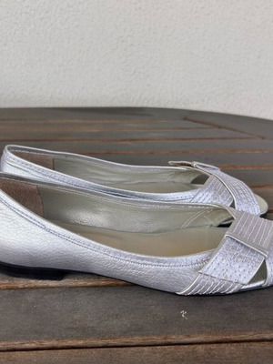 Flat leather sandals Anastasi Bournazos silver new size 39