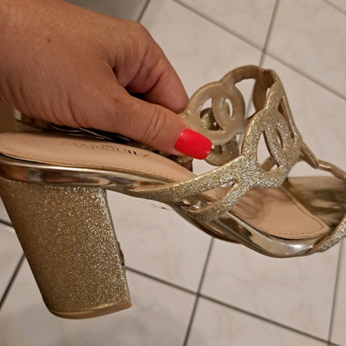 Mules used gold color, size 36