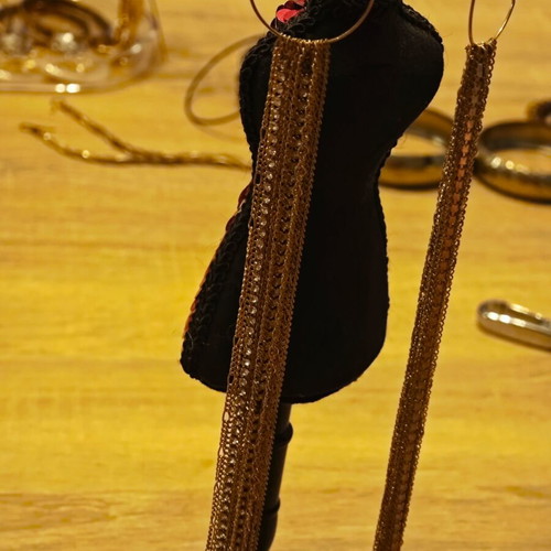 Long gold festive earrings