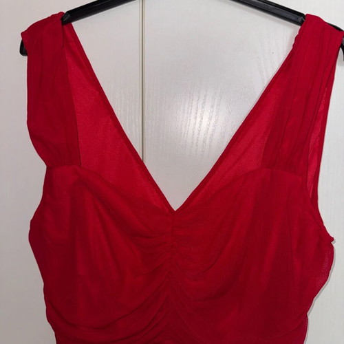 Red elastic dress with tulle one size like new