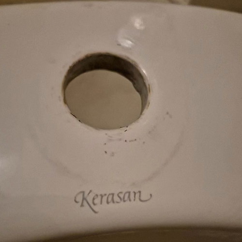 Kerasan sink used, oval white porcelain with faucet