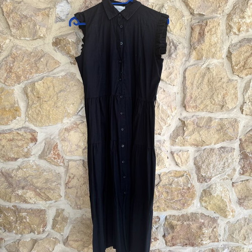 Black Midi Shirt Dress XL like new with Buttons and Ruffles