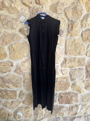 Black Midi Shirt Dress XL like new with Buttons and Ruffles