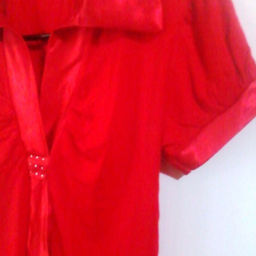 Red short-sleeve blouse new with tie, size M
