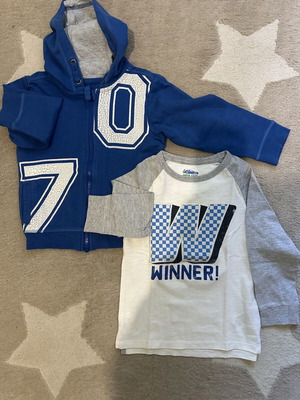 Mothercare комплект от суичър с качулка и реглан блуза за момче, 104 см