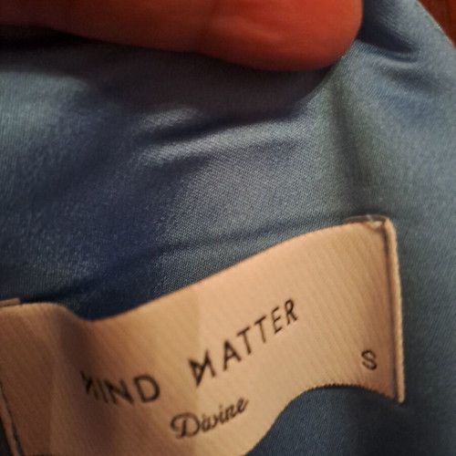 Mind Matter long dress with slit sky blue size small satin new