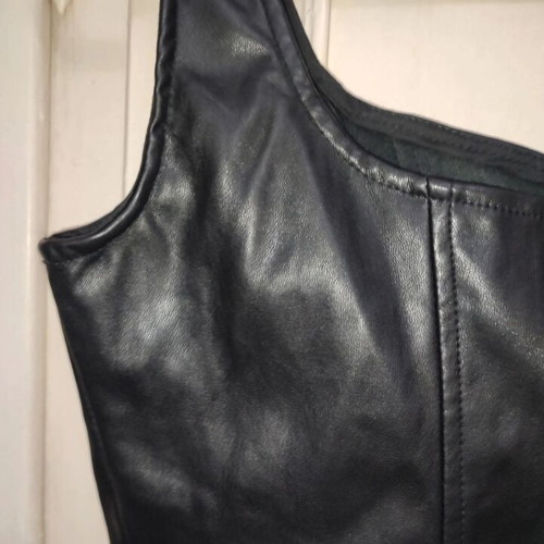 Black Faux Leather Corset Top Pink Woman size L like new