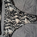 Bikini set high-waisted snake skin used, Push Up, black and beige