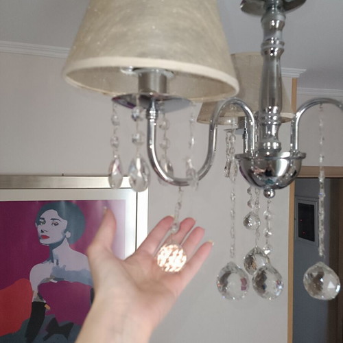 Three-light chandelier with crystals like new