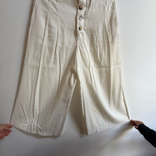 Zara wide high-waisted cream white pants new