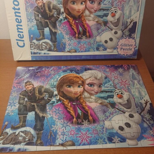 Frozen puzzle 104 pieces used with Snow White storybook gift