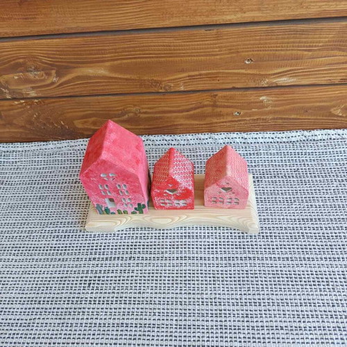 Handmade Cement Houses on Wood New