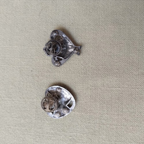 Venetian Mask Heart Brooches Set of 2 used with rhinestones