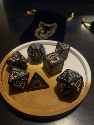DnD set of 7 dice with pouch, black