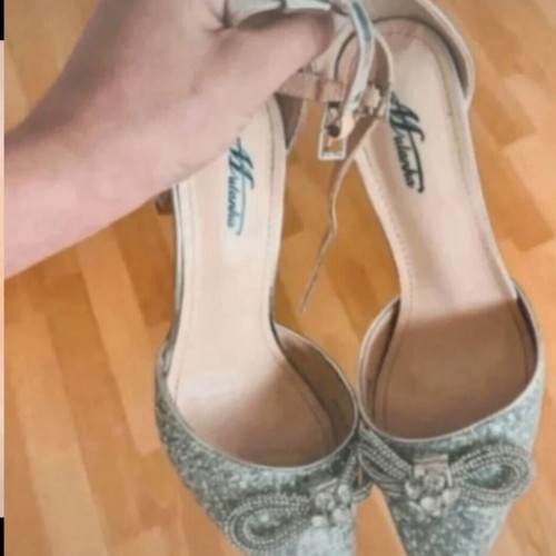 Silver beaded sandals size 39 with box and outfit gift