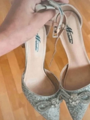 Silver beaded sandals size 39 with box and outfit gift