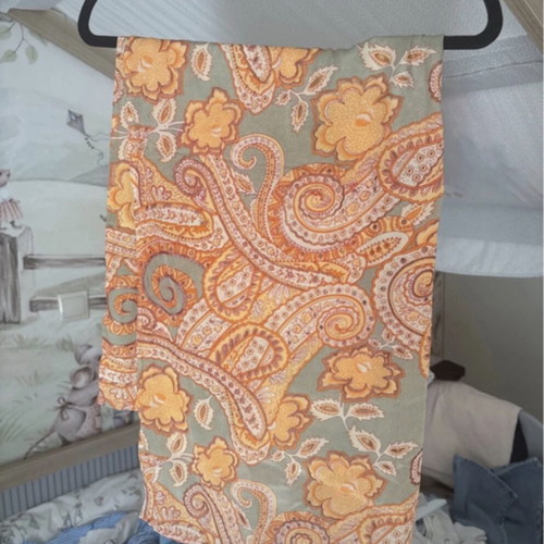 Ble Resort Collection Handmade Crepe Satin Pareo in Orange and Olive New