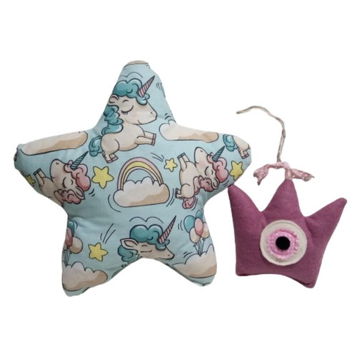 Set of 3 veraman pillows with unicorns and eye-crown
