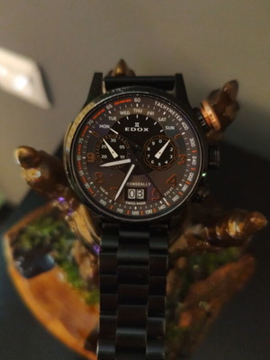 Edox Chronolary watch used with chronograph and 100m water resistance