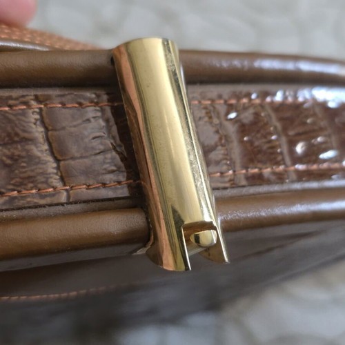 Vintage Almada leather shoulder bag cognac brown from the 80s