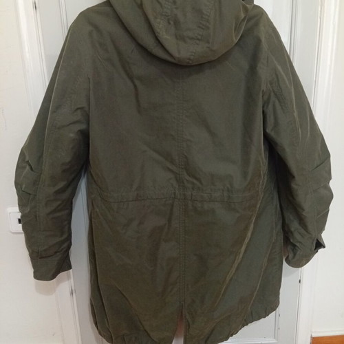 Benetton women's parka jacket like new, khaki with hood and lining