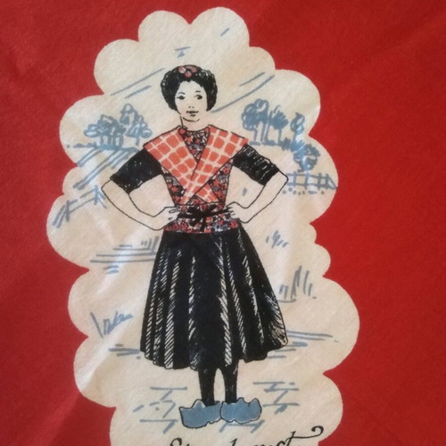 Cotton scarf like new with Dutch costumes 50x50cm