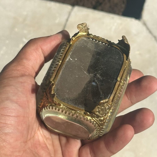 19th Century French Glass Jewelry Casket used with metal frame