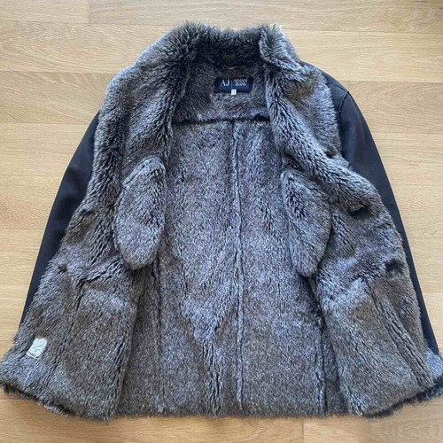 Armani suede coat like new, brown, with fur lining