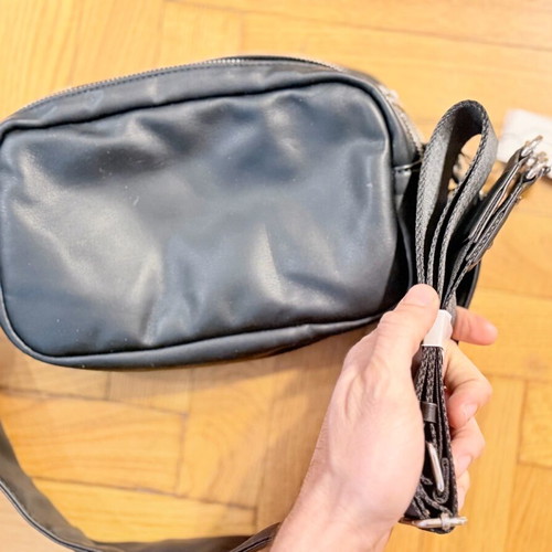 Black crossbody bag new with silver zippers