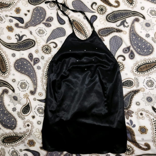 Satin blouse used, black, small size