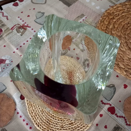 Crystal vase used, large, beautiful, heavy