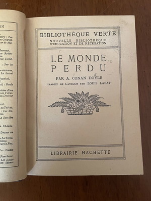 Le Monde Perdu by Arthur Conan Doyle first edition 1921 like new, French
