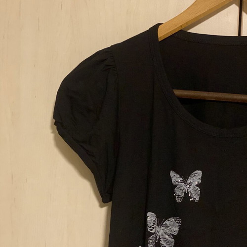 Anais blouse like new, black, decorated with butterflies and rhinestones