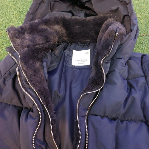Zara jacket used for girl 9 years old, blue with lining and double zipper